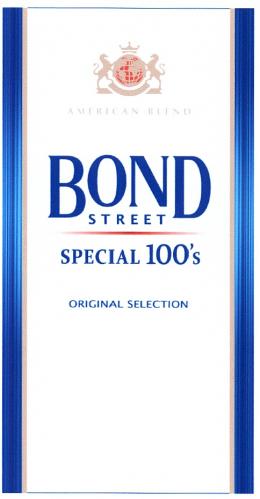 BONDSTREET BOND STREET SPECIAL 100S ORIGINAL SELECTION AMERICAN BLEND100'S BLEND - товарный знак РФ 441356