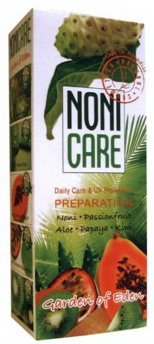 NONICARE NONI NONI CARE NONICARE GARDEN OF EDEN MADE IN PARADISE COSMETICS NATURAL DAILY CARE & UV PROTECTION PREPARATION PASSIONFRUIT ALOE PAPAYA KIWIKIWI - товарный знак РФ 486860